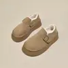 Sapatos Birkenstock de sola grossa para mulheres, botas de neve espessadas para mulheres, novidades de inverno 2026, sapatos femininos com forro de fleece, sapatos peludos de calçar fácil, sapatos de algodão