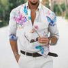Comercio exterior europeo y americano Camisa de manga larga para hombre nueva de ocio personalidad retro impresión digital 3D camisa de talla grande ropa de hombre