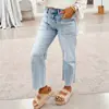 Comércio Exterior Wish Primavera/Outono Roupas Femininas Europeu/Americano Não Apertado Calças de Perna Larga Confortável Casual Bolsos Patch Jeans Retrô Atacado