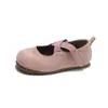 Zapatos de cuero retro estilo coreano para niñas con tiras cruzadas y punta redonda, nuevos zapatos de princesa versátiles de suela blanda para primavera y otoño