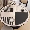 Porta-copos redondo estilo retrô preto e branco de couro absorvente de terra de diatomáceas, porta-copos lavável e passável com pano para mesa de jantar, disponível diretamente da fábrica