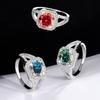 Anillo de Lujo Cuadrado de Plata S925 Transfronterizo con Moissanita de Color para Mujer Plata Esterlina Platino Simulación de Diamante Diamante Venta al por Mayor