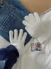 Luvas de Tricô com Laço de Pelo Sintético de Coelho para Estudantes, Fofas Estilo Coreano Outono e Inverno Aquecidas para Ciclismo Tendência Luvas Cinzas Sem Dedos Coreanas