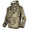 Conjunto de jaqueta softshell tipo pele de tubarão para uso externo, com forro de fleece adicionado para calor extra, à prova de vento e resistente ao frio, adequado para montanhismo, com calça softshell