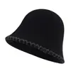 Sombrero tipo cubo de punto fino, color liso, estilo coreano, con costuras visibles, perfecto para otoño e invierno, ofreciendo un look sencillo, elegante y casual mientras brinda calidez.