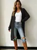 Amazon Otoño/Invierno Nueva Ropa Femenina Transfronteriza Europea y Americana Color Sólido Punto Trenzado de un Solo Botón Suéter cárdigan de Longitud Media Mujer