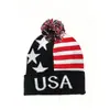 Amazon Sombreros de Otoño e Invierno Transfronterizos Sombrero de Punto Jacquard con Bandera Americana Sombrero de Lana Cálido para Exteriores con Ala Ancha