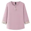 Moda Veraniega para Mujeres de Mediana Edad y Mayores, Camisetas Elegantes de Manga Tres Cuartos, Pulóver Chic de Gasa Estilo Mamá, Ropa para Mujeres de Mediana Edad