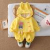Conjunto Longo de Desenho Animado para Meninas, Moletom com Capuz Esportivo Estilo Coreano para Crianças e Bebês, Conjunto de Duas Peças Fashion e Fofo