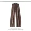 Verano 2026 Nuevo Estilo Old Money para Hombre Color Sólido Holgados Pantalones Curvos de Lino Falso Moda Juvenil Casual Rectos Largos