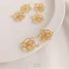 Pingente que Preserva a Cor Ouro 14K Preenchido Pingente de Rosa Cortado Curvo Ondulado Material Artesanal DIY Pingente para Brincos Pulseira