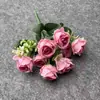 Rosa de simulação 5 garfos 8 rosas pequenas buquê de flores de simulação adereços de fotografia casamento flores artificiais flores decorativas atacado