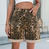 Comercio Exterior Transfronterizo Europeo y Americano Verano Nuevo Estación Independiente de Amazon Falda de Mezclilla con Estampado de Leopardo Estilo Chica Americana Caliente Lavada para Mujeres