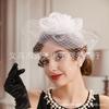 Velo de adorno de Amazon, tocado de novia europeo y americano, accesorio para el cabello de malla con flores retro de Shanghái para la noche, horquilla
