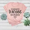 Camiseta de manga corta unisex para hombre y mujer, enseñar es lo mío, letra de jardinero impresa, poliéster, cuello redondo