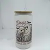 Copo Mason Jar de Vidro 16oz para Cerveja Cola Água com Logotipo Personalizado de Natal em Estoque Transfronteiriço Sublimação