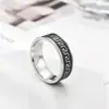 Anillo de Plata Tailandesa Chiba Retro Viejo de Moda Elegante Versátil Punk Plata Tailandesa Patrón de la Gran Muralla Anillo Abierto Anillo para Hombres y Mujeres
