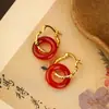 Hebilla Ping An de Jade Hetian Pendientes de Bambú de Plata de Ley 925 Estilo Chino Nacional para Mujer Pendientes de Hebilla de Oreja Anillo de Ágata Pendientes Pendientes Pendientes