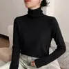 Suéter de cuello alto para mujer con patrón de espiga, top de punto de manga larga ajustado para otoño e invierno, perfecto como capa base