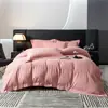 Conjunto de quatro peças outono e inverno alta qualidade lixado espesso capa de edredom lençol de cama capa de edredom cor sólida bordado roupa de cama conjunto de quatro peças