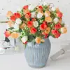Flor artificial flor falsa flor decorativa 18 botões retos rosa para casa casamento interior e exterior flor de plástico decorativa