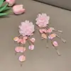 Pendientes de Borlas con Flor Verde 2026 Nuevo Estilo Coreano de Moda Pendientes de Celebridad de Internet con Temperamento para Mujer con Diseño Único