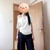 Playera Gris de Hombro Caído de Manga Corta para Mujer Verano 2025 Nueva Holgada Estilo Americano Perezosa y Relajada Sexy Top Descubierto