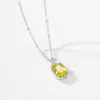 Colar com Pingente de Zircônia Amarelo Limão Fresco em Prata de Lei S925 para Mulheres, Acessório de Pescoço Elegante e Luxuoso de Estilo Minimalista de Nicho