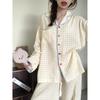 Pijama de Cuadros para Mujer, Trajes de Manga Larga para Primavera y Otoño, Ropa de Casa de Algodón Nube de Alta Gama, Ropa de Otoño Portátil, Venta al por Mayor Transfronteriza