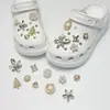 Zapatos Vintage Perforados con Abalorios de Alta Resistencia, Decoraciones de Flores Plateadas Perla, Hebillas de Zapato de Lujo y Accesorios para Zapatos de Ballet