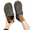 Nuevos zapatos Birkenstock vintage para mujer con puntera redonda y forro de fieltro, forrados de felpa para otoño e invierno, zapatos cálidos peludos sin cordones, zapatos de algodón para mujer