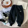 Pantalones de Chándal de Forro Polar de Invierno Kino Ropa Infantil de Niños Ropa para Niños Estilo Coreano para Niños Gruesos Cálidos Casuales Largos