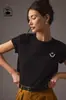 Camiseta feminina casual com estampa de smiley, estilo novo, transfronteiriça, de algodão puro, com estampa moderna, manga curta, gola redonda, top simples