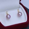 Pendientes de plata S925 Joker con perla de agua dulce Zhuji de 9-10 mm, redondos, brillantes y con defectos finos, venta al por mayor, suministro transfronterizo en vivo.