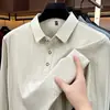 Outono de 2026 Nova Camisa Polo Masculina de Manga Longa com Gola Reversível Cor Sólida Camiseta Casual de Negócios Top
