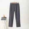 Novas calças xadrez de outono e inverno, com cintura elástica, corte solto, casuais, modeladoras e quentes, com forro de fleece adicional para maior aquecimento, adequadas para usar em casa