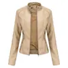 Ropa de Cuero para Mujer Talla Europea Transfronteriza Chaqueta Ajustada para Mujer Abrigo Delgado de Primavera y Otoño Ropa Biker para Mujer talla grande Cuello Chaqueta de Cuero