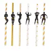 Transfronterizo en stock hombres musculosos negro deportivo desechable pajita de papel creativa fiesta individual divertida decoración de hombres feroces