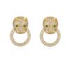Aogu Nicho Luxo Acessível Banhado a Cobre Ouro 18K Brincos de Animais Moda Personalizada Brincos de Zircônia de Leopardo Produto Quente Transfronteiriço
