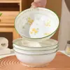 Vajilla de Cerámica para el Hogar con Estilo Pastoral Primaveral, Tazones y Platos de Bajo Esmalte, Tazones de Arroz y Platos Frescos y Sencillos para Regalo de Inauguración, Tazones de Fideos de Alto Valor