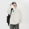 Moletom Pulôver Americano Pesado com Meio Zíper Masculino Outono Tendência Marca Estampada Jaqueta Oversize Solta Par Top