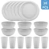 Juego de Vajilla Infantil Transfronterizo con Taza de Agua, Plato y Bol, Cuchillo, Tenedor, Cuchara, Plato y Plato de Plástico Colorido, Set de 30 Piezas para Exteriores
