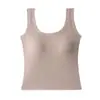Camisola Feminina com Bojo Peça Única Costas Bonitas Top Gola Redonda Esportivo Sem Mangas Camisa Branca para Usar por Cima