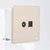 Foshan Interruptor Enchufe Tipo 86 Marco Dorado Panel Grande Pared Cinco Agujeros Enchufe Múltiple Set de Dos/Tres Clavijas