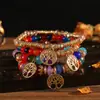 Amazon Joyería Conjunto de 4 Pulseras Multicapa con Colgante de Árbol de la Vida, Cuatro Pulseras Pulseras de Artesanía de Vidrio Dopamina