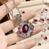 Camélia cor vibrante de luxo tesouro pingente de rubi sintético design medieval feminino senhora jantar pingente de corindo vermelho