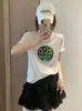 Venta Directa desde la Tienda de las Trece Líneas: Camiseta de Algodón con Estampado de Copos de Nieve, Manga Corta, Cuello Redondo, Adelgazante, Versátil, Bestseller de Verano en Tiendas Físicas