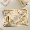 Alfombrilla Absorbente de Tierra de Diatomeas Estilo Pastoral con Diseño Floral para Encimera, Alfombrilla Resistente al Calor y Anti-quemaduras para Mesa de Platos, Alfombrilla Antideslizante Drenante para Cocina