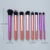 Set de brochas de maquillaje de mango largo de 8 piezas, colores surtidos, juego completo de brochas para polvos y rubor, brochas para contorno y sombras de ojos, herramientas de belleza