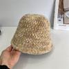 Sombrero de Pescador Grueso Acolchado para Mujer en Otoño e Invierno, Sombrero de Cubo de Punto Cálido, Sombrero de Cubeta con Cubre Rostro Liso, Cara Pequeña